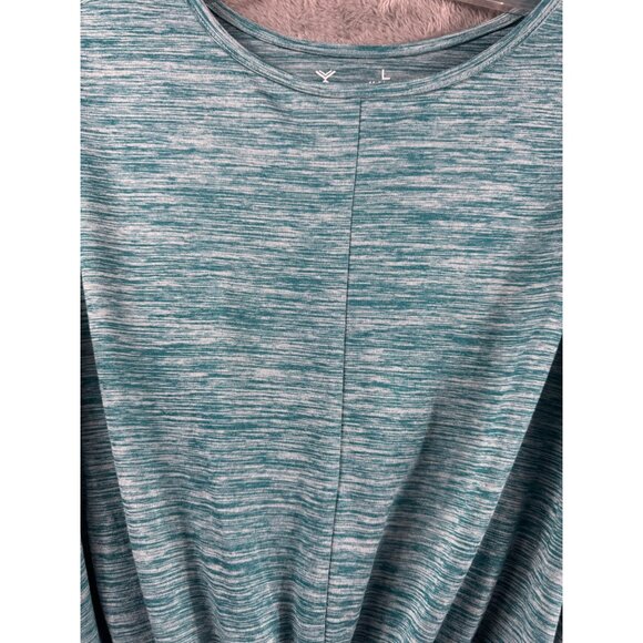 Xersion Womens Quick-Dri Blue Heathered Twist Front Long Sleeve Top L - Picture 8 of 9